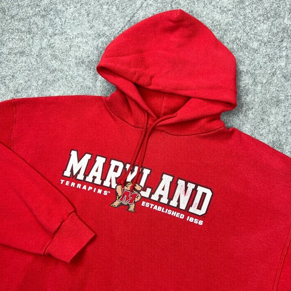 Russell Athletic Other - VTG Maryland Terrapins Hoodie Mens‎ XL Red Russell Athletic Hooded Sweatshirt